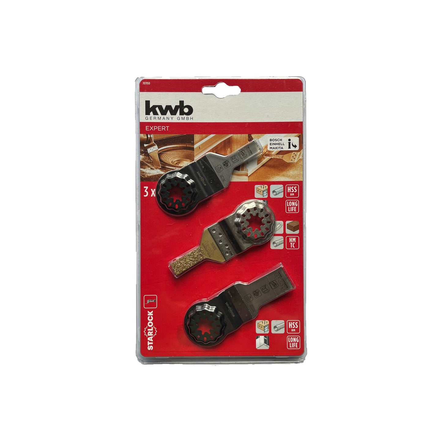 Set 3 panze pentru fierastrau multicutter KWB, prindere Starlock, taiere lemn si metal