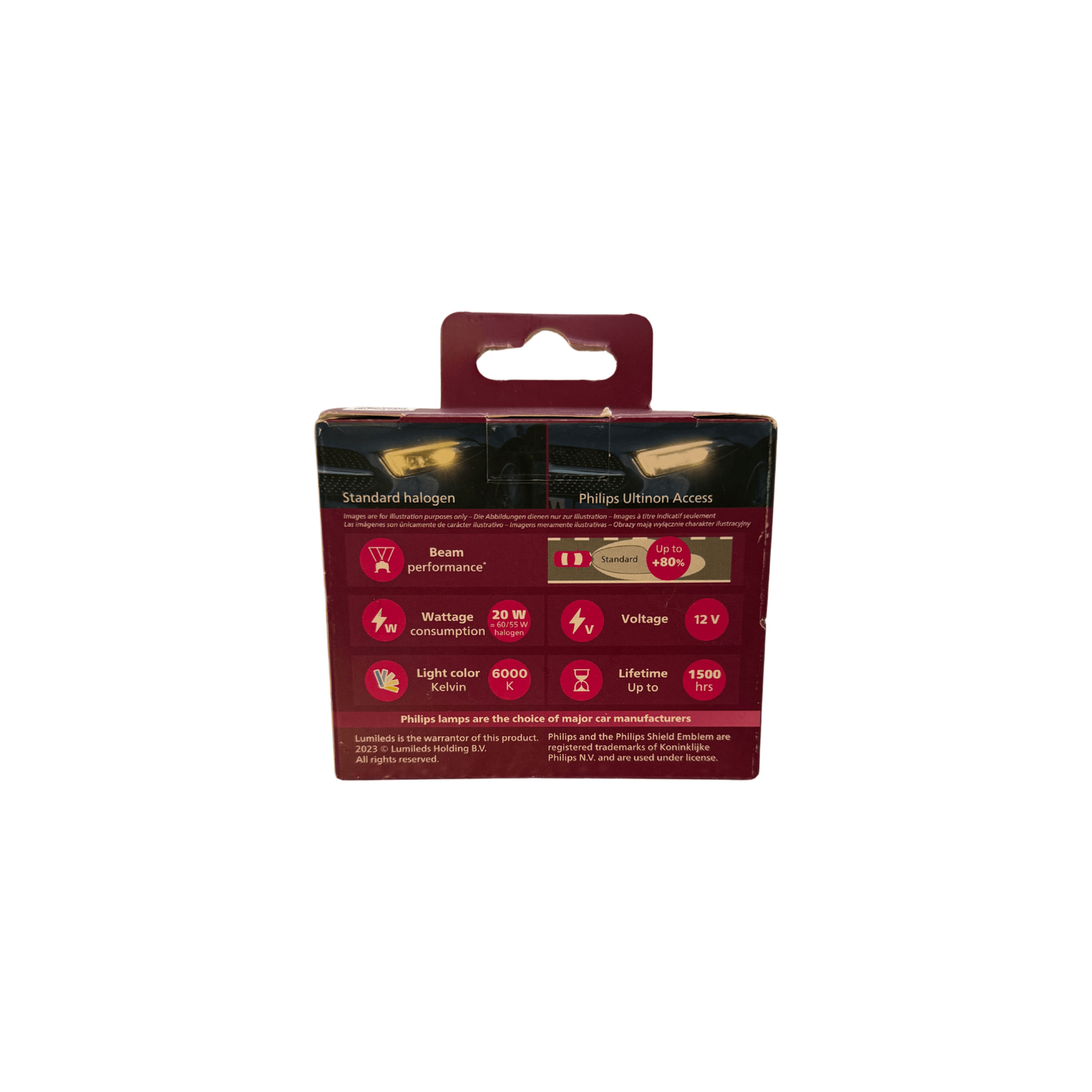 Set 2 leduri auto Philips LED - HL H4/H19, Ultininon Acces 20 W, 6000 K, 12V