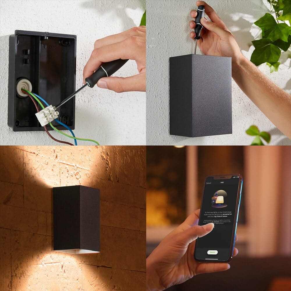 Philips Hue Resonate Metal Black Up and Down Aplica LED inteligenta Exterior 2x8W 1180lm IP44 White and Color Ambiance 1746430P7