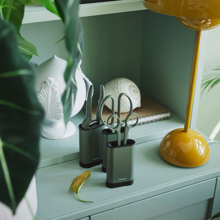 Set de unelte pentru ingrijirea plantelor, Fiskars, 3 piese, taietor, foarfece, foarfece de precizie, verde