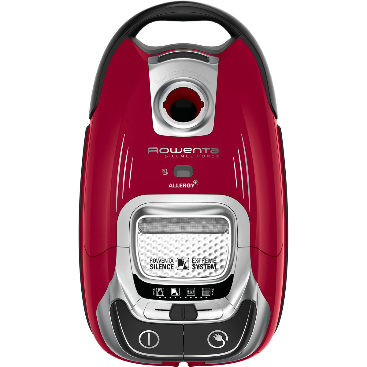 Aspirator cu sac Rowenta RO7473EA Silence Force Allergy+, 58Db, motor Effitech, 400W, cap de aspirare Power Air, sac Hygiene+, accesorii Animal Care, 3 niveluri de filtrare, recipient praf 4.5L, lungime cablu 8.4m, Rosu