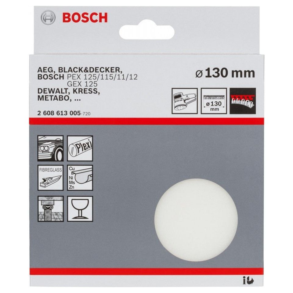 Burete de lustruit Bosch, pentru slefuitoare cu excentric, Ø 130 mm