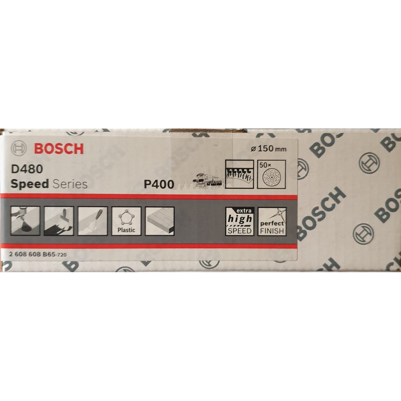 Set 50 de foi abrazive Bosch D480 Speed Series, 150mm, P400, smirghel pentru lemn / vopsea