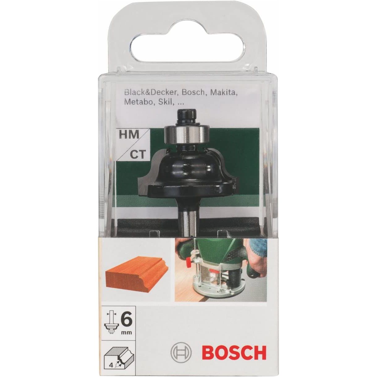 Freza de profilat B cu rulment pentru lemn, R 4mm, tija 6mm, Bosch Hobby Line