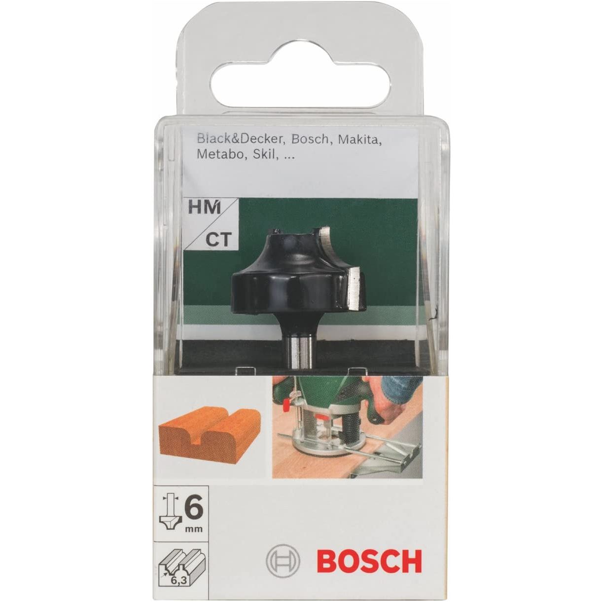 Freza canal cu margini rotunjite pentru lemn, R 6.3mm, tija 6mm, Bosch Hobby Line