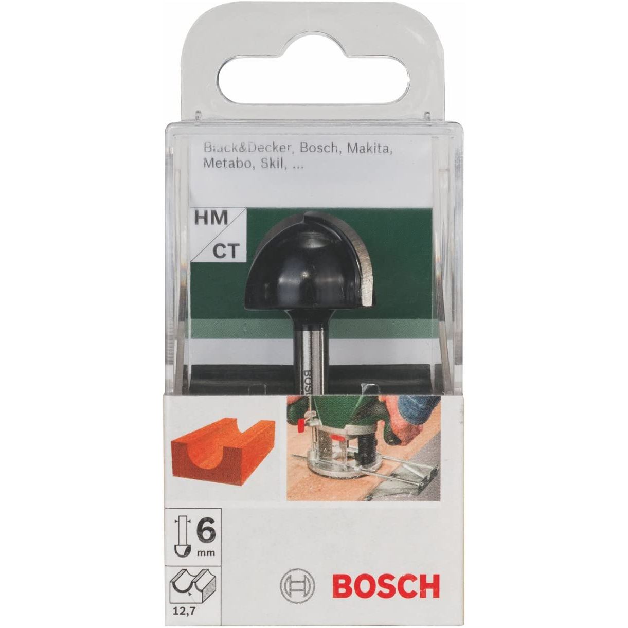 Freza de raionat convexa pentru lemn, R 12.7mm, tija 6mm, Bosch Hobby Line