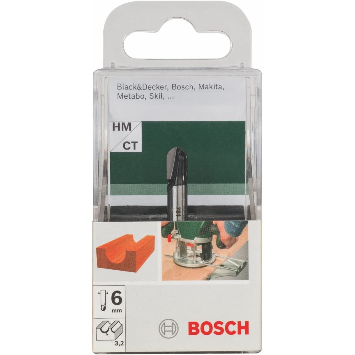 Freza de raionat convexa pentru lemn, R 3.2mm, tija 6mm, Bosch Hobby Line