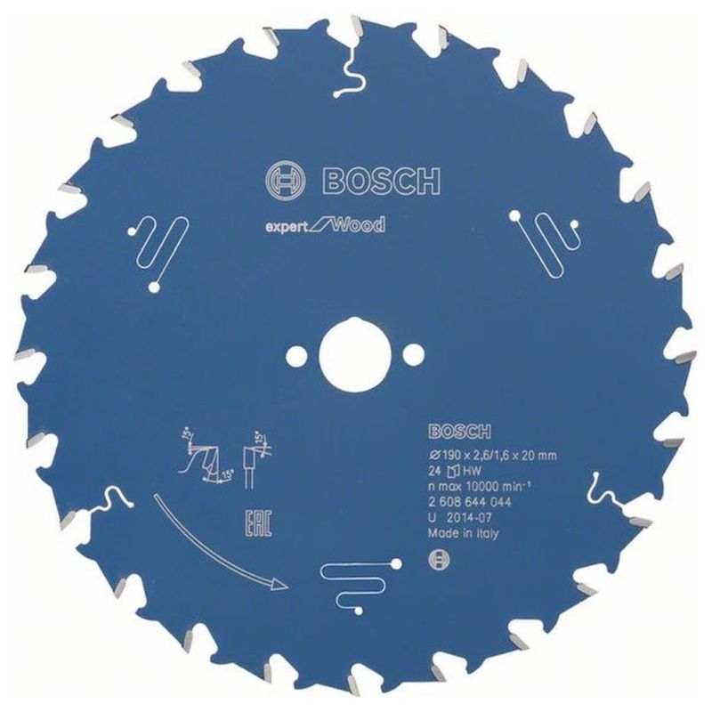 Disc pentru fierastrau circular, Bosch Expert for Wood, 190x2,6/1,6x20mm, 24T