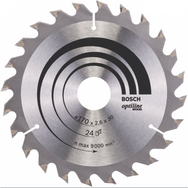 Disc pentru fierastrau circular, Bosch Optiline Wood, 170 x 2.6 x 30 mm 24T