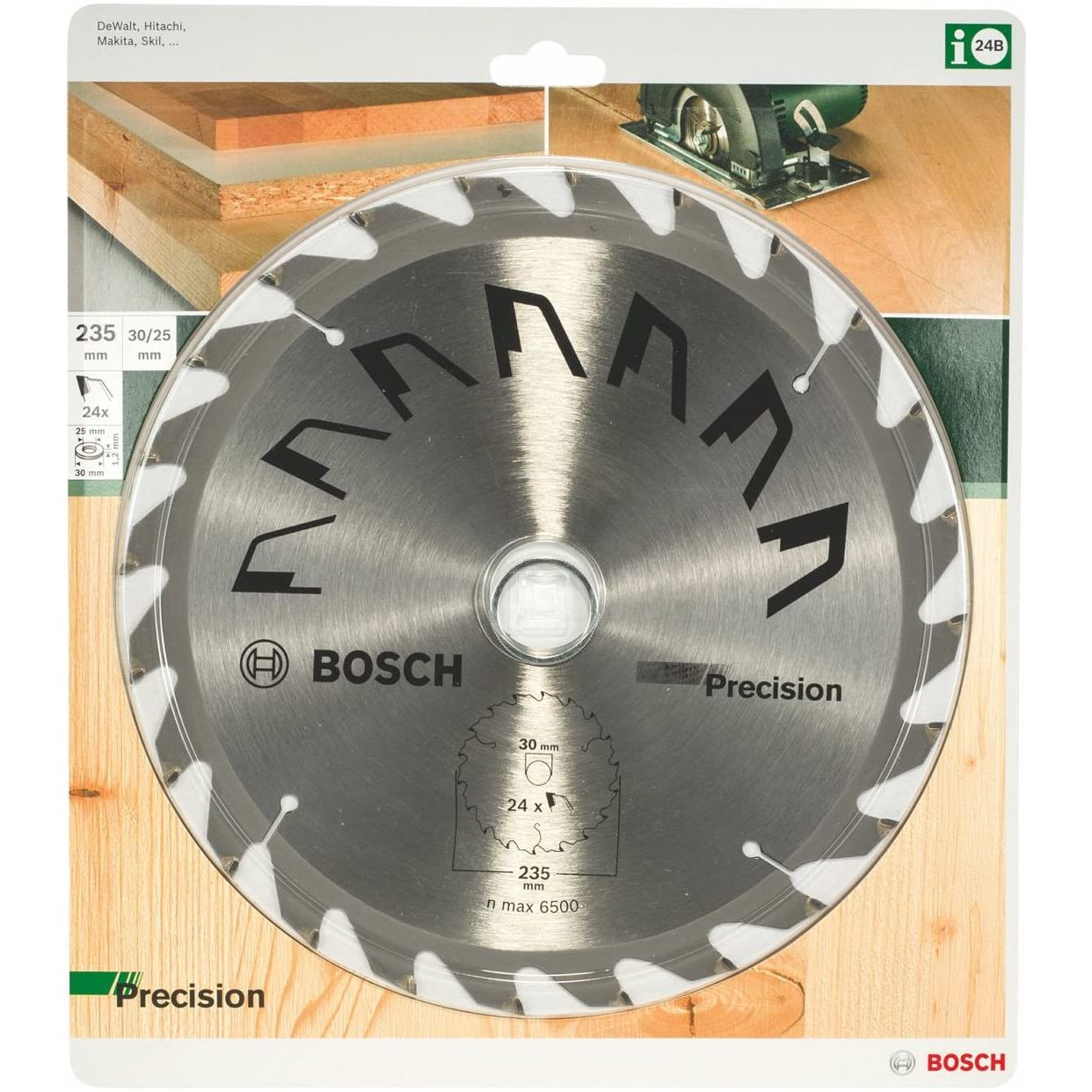 Disc pentru fierastrau circular, Bosch Precision for Wood 235 x 30/25mm, 24T