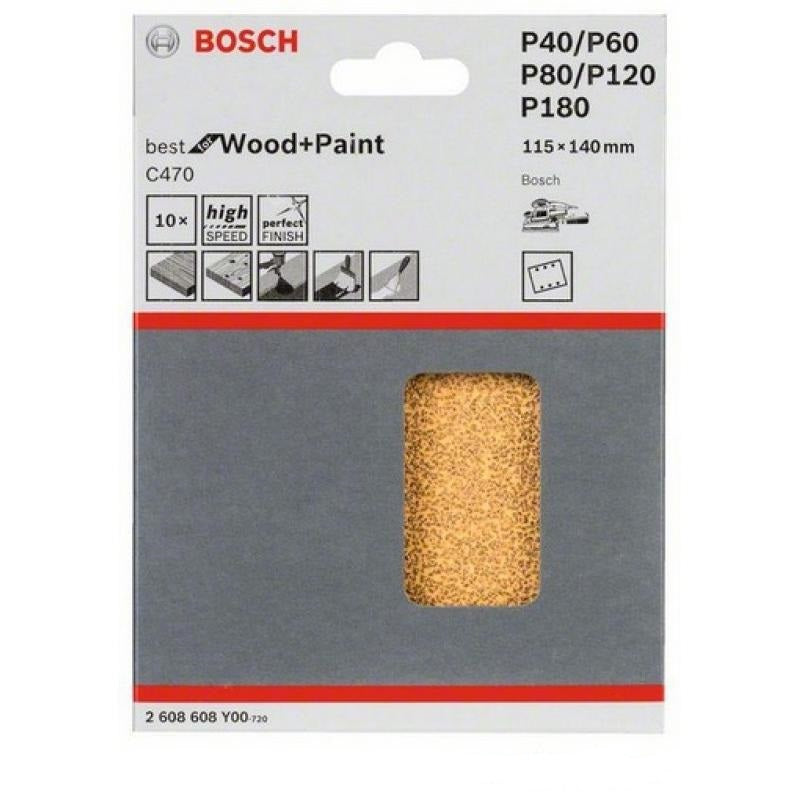Set mixt 10 foi abrazive cu scai, Bosch Best for Wood and Paint, 115x140mm, P40/P60/P80/P120/P180