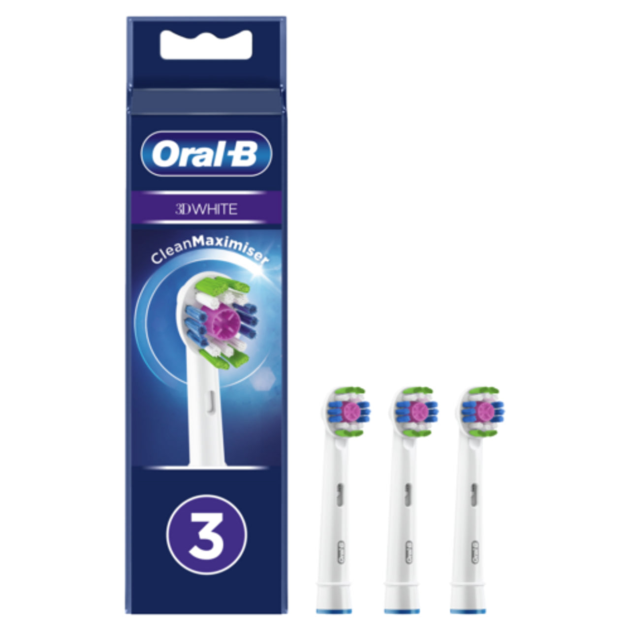 Set 3 rezerve periuta de dinti electrica Oral-B 3D White, Tehnologie CleanMaximiser