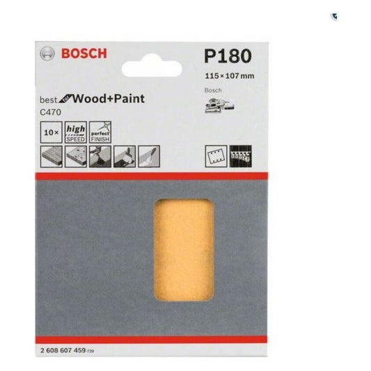 Set 10 foi smilgher cu scai Bosch, Best for Wood and Paint, 115x107mm, P180