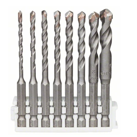 Set 8 burghie pentru placi ceramice HEX-9 Ceramic Bosch, diametre 3-10 mm, prindere hex