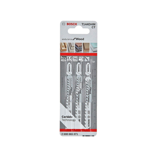 Set 3 panze pentru fierastrau pendular, Bosch T144DHM CT Endurance for Wood, 100mm