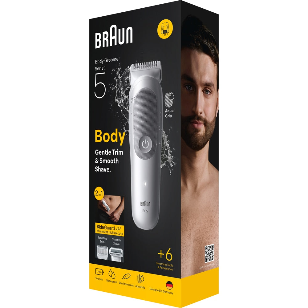 Aparat de tuns/ras corporal BRAUN Seria 5 BG5550, acumulator, 100 min autonomie, argintiu