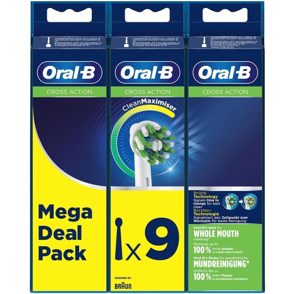 Rezerve periuta de dinti electrica Oral-B Cross Action, Tehnologie CleanMaximiser, 9 buc