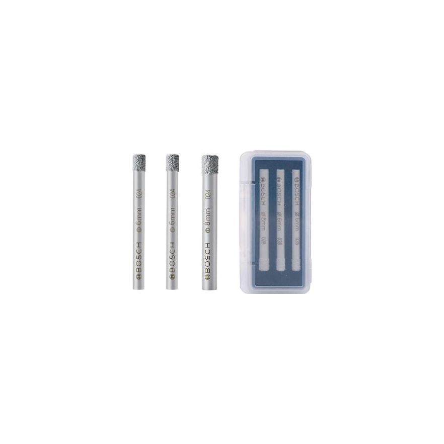 Set 3 burghie pentru placi ceramice, Bosch Expert for Ceramic, 6/6/8 mm