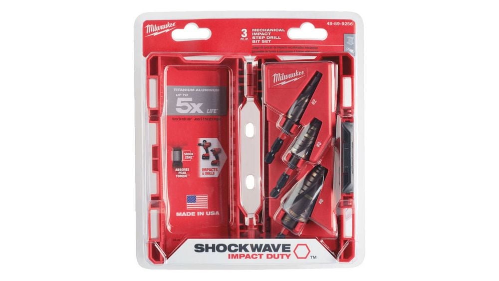 Set burghie Milwaukee, in trepte 4-12mm, 1.4-20mm, 4-30mm, 3 piese, canelura spiralata dubla, prindere Hex 1/4 inch Shockzone, 48899266