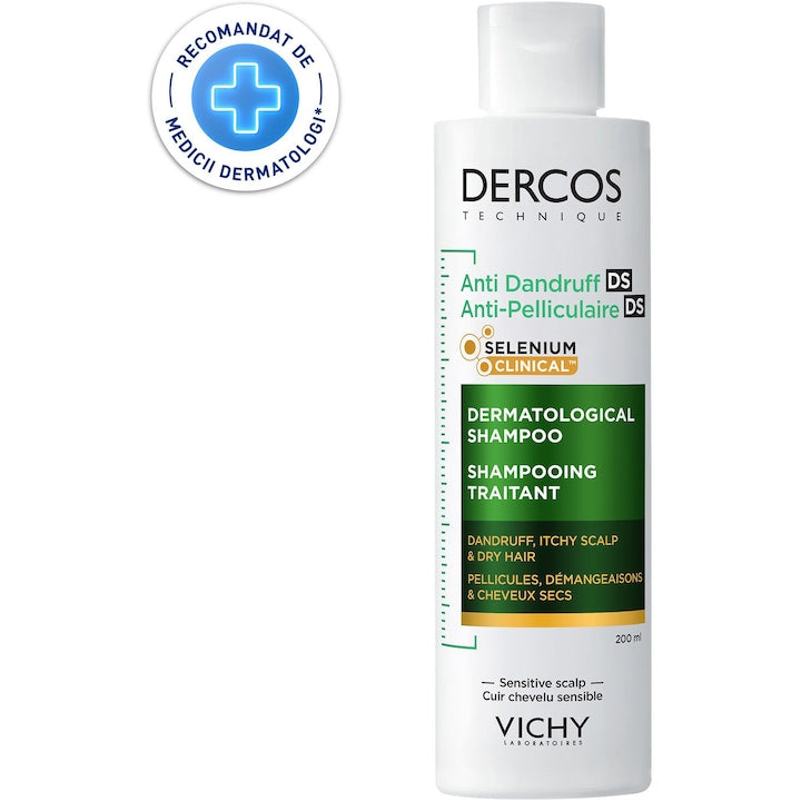 Sampon anti-matreata Vichy Dercos pentru par uscat, 200 ml