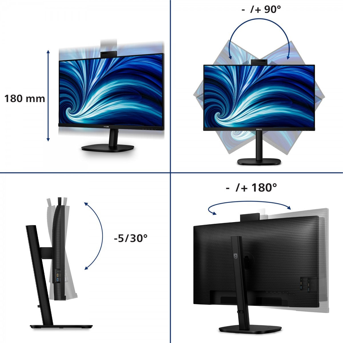Philips 3000 series 32B2U3601H/00 monitoare LCD 80 cm (31.5") 2560 x 1440 Pixel Quad HD Negru