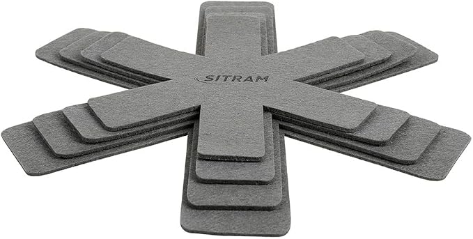 Sitram, Set de vase din oțel inoxidabil, 15 piese, 2 cratițe, 2 capace, 3 vârfuri din pâslă, 2 spatule, 1 lingură din nailon, 2 mânere detașabile, potrivit pentru toate sursele de căldură, inclusiv inducție 714690 Gri