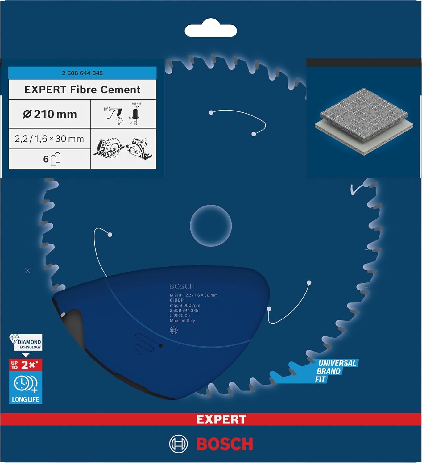 Panza circulară pentru fierastrau circular Bosch Expert Fiber Cement 210 x 30 x 2,2 mm, 6 dinți