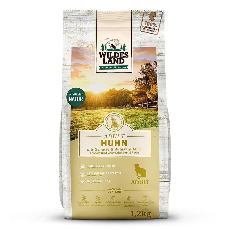 Hrana uscata pentru pisici Wildes Land, aroma pui si legume vegetale, 1.2 kg