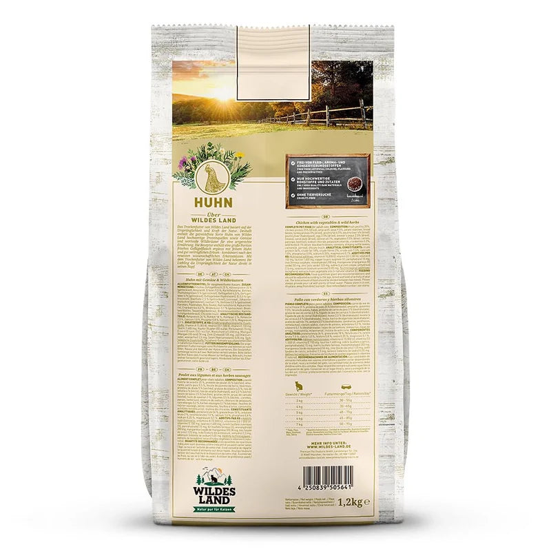 Hrana uscata pentru pisici Wildes Land, aroma pui si legume vegetale, 1.2 kg