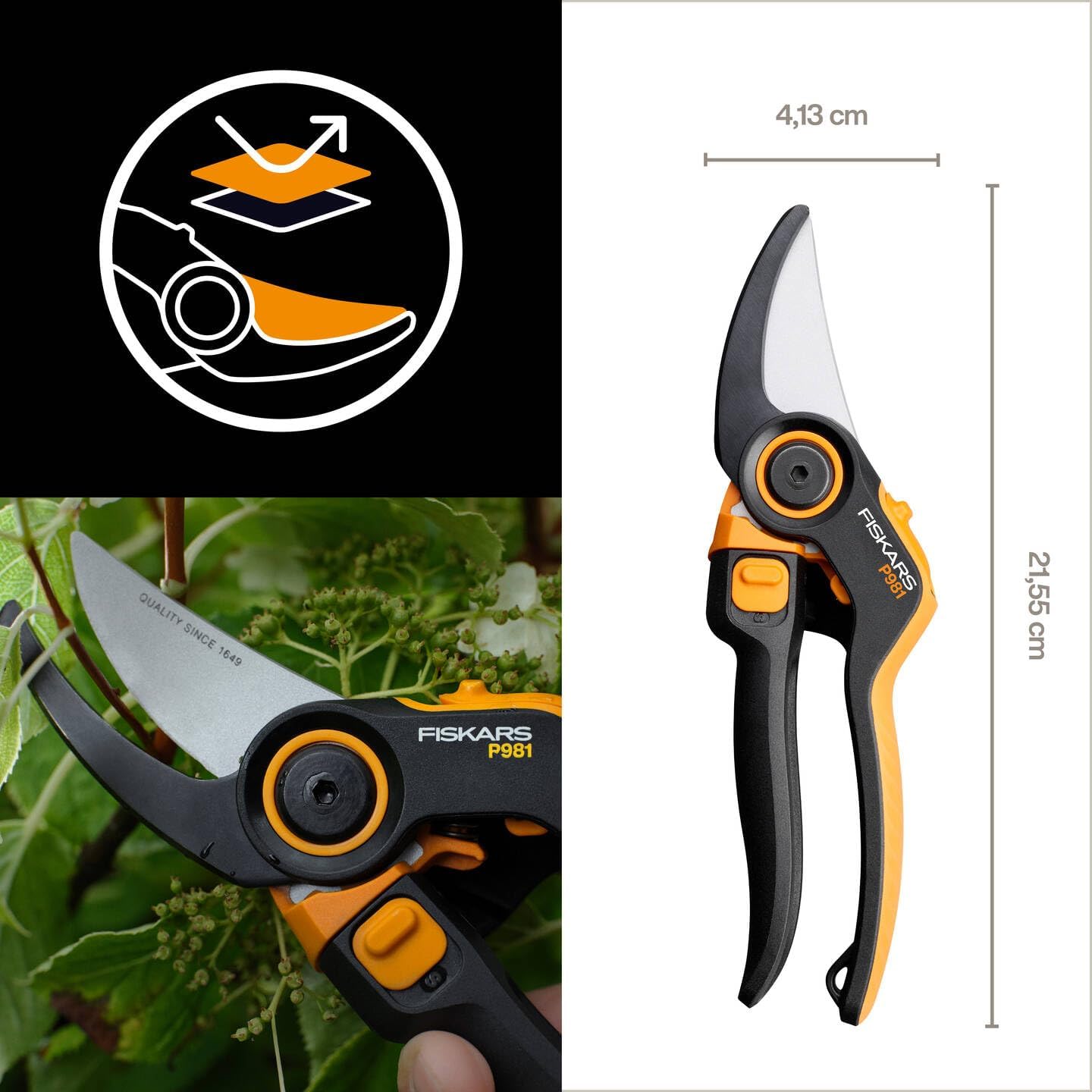 Foarfeca de grădină Fiskars P981 seria X, Negru