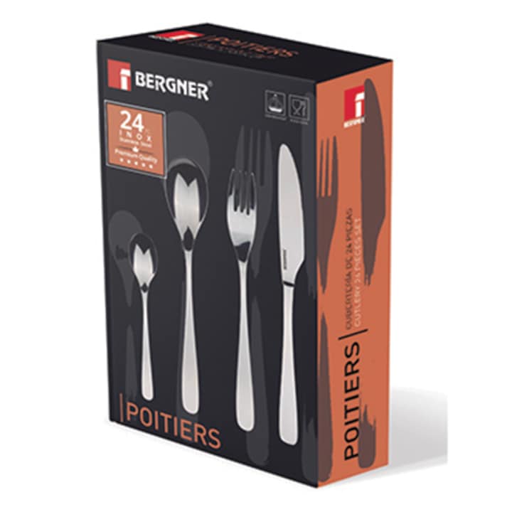 Set tacamuri 24 piese, 6 persoane, inox POITIERS Bergner BG-5302-MM