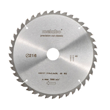 Panza fierastrau circular METABO, 216x30x2.4 mm, pentru lemn, 40 dinti