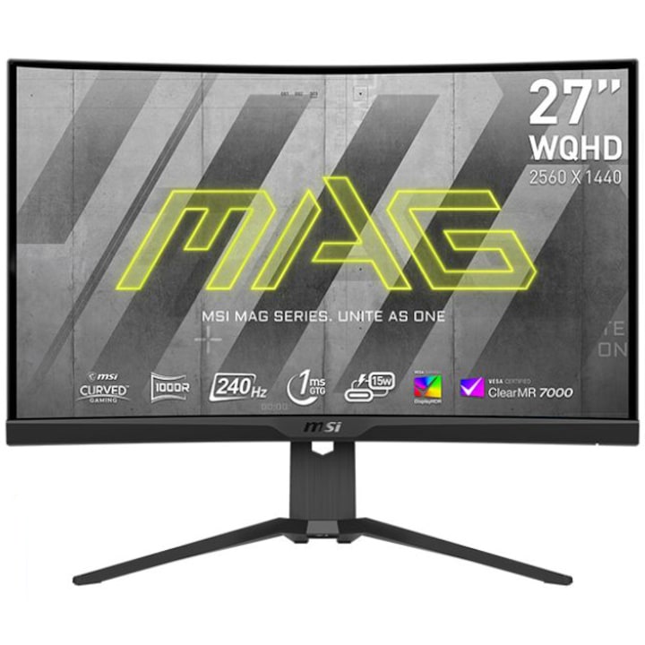 Monitor Curbat Gaming MSI MAG 275CQRXF, 27" , WQHD, VA, 240Hz,1ms, HDMI, DisplayPort, Tilt