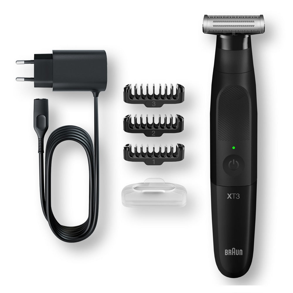 Aparat hibrid de barbierit si tuns barba Braun Series X XT3100 Wet&Dry, 3 piepteni, Negru