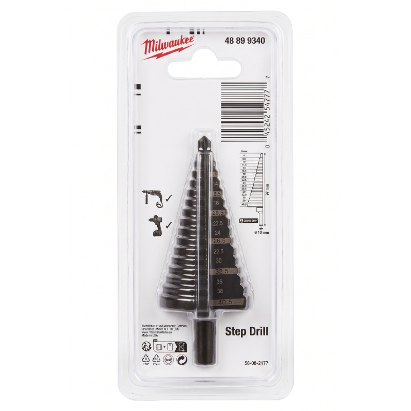 Burghiu pentru metal în trepte Milwaukee, 6-40,5mm