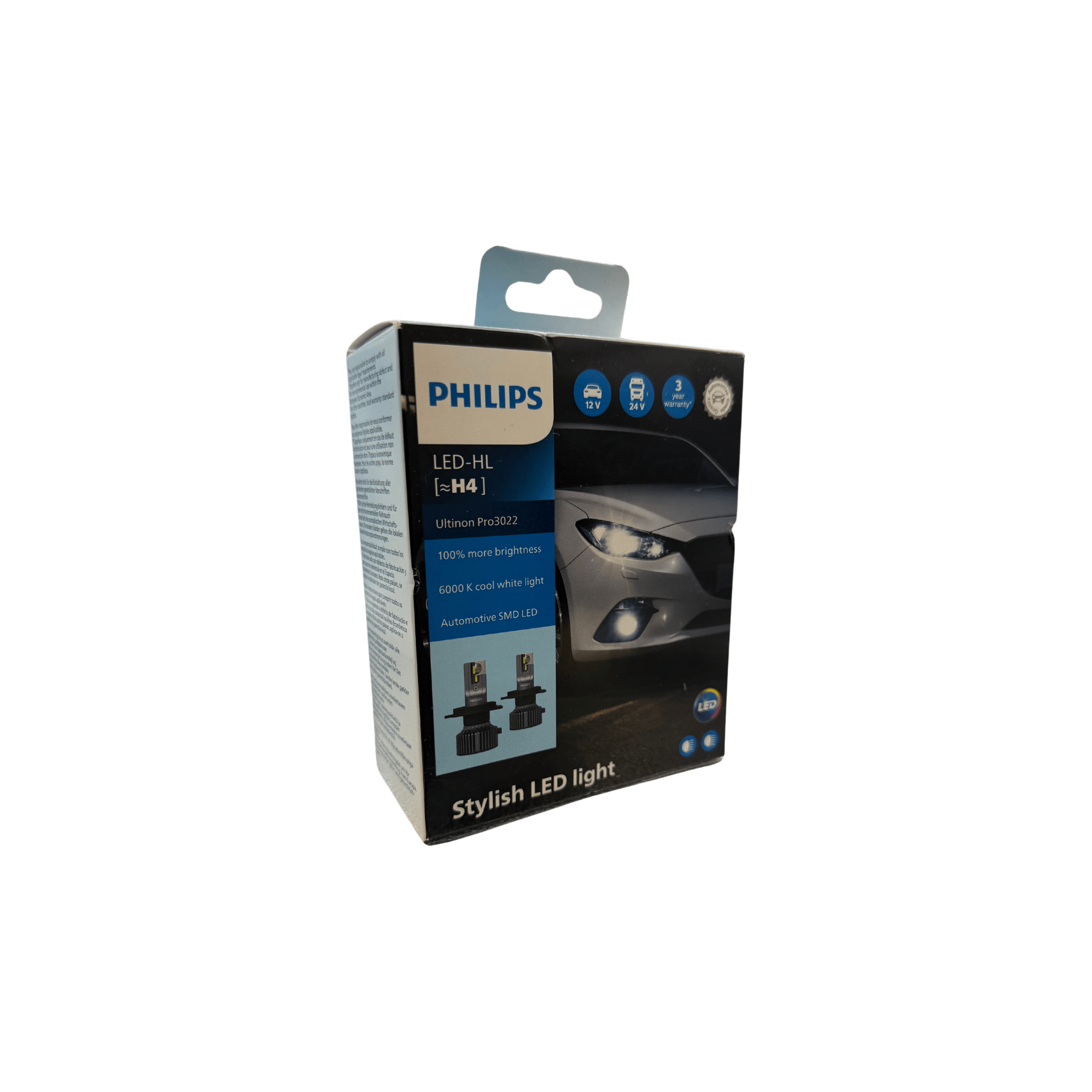 Set 2 leduri auto Philips LED - HL H4, 20 W, 6000 K, 12 / 24 V