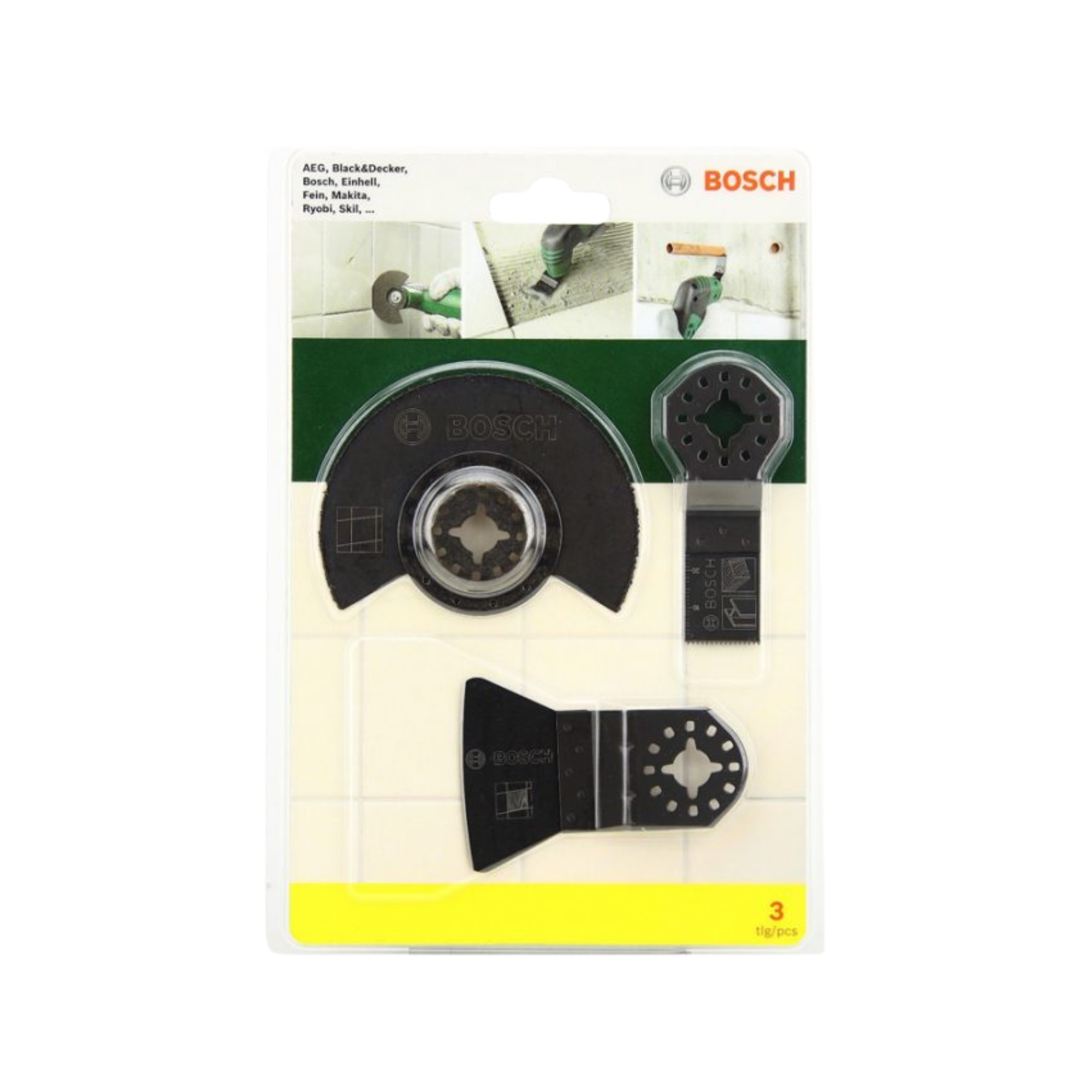 Set 3 panze pentru fierastrau multicutter, Bosch, prindere OIS, pentru placi ceramice