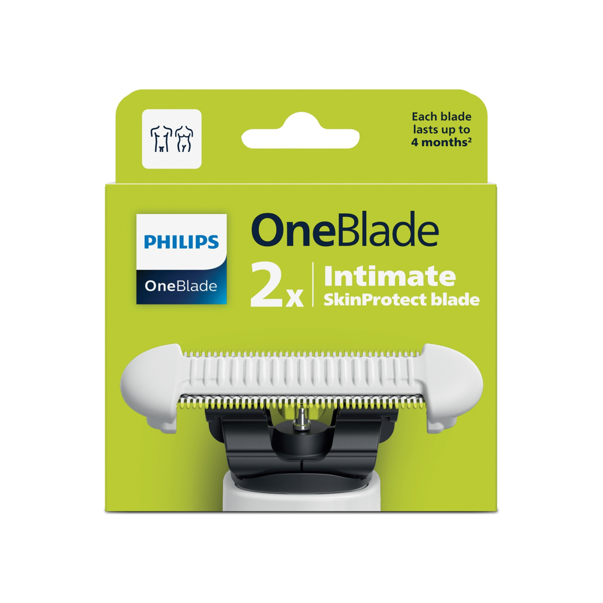 Set rezerve PHILIPS OneBlade Intimate QP229/52, unisex, 2 bucati