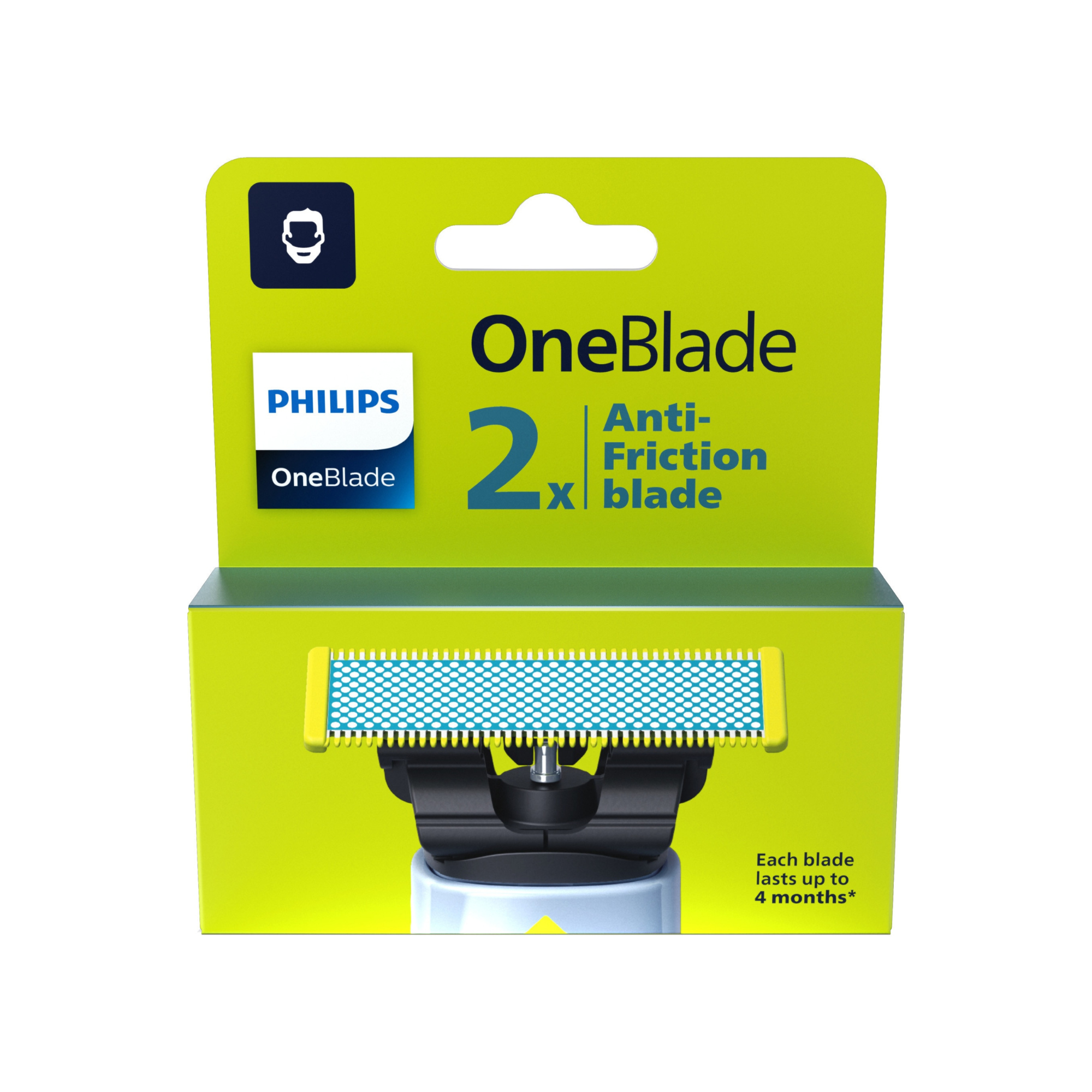 Set 2 rezerve Philips OneBlade QP225/50, pentru piele-ultra sensibila, otel inoxidabil, umed si uscat, kit 2 lame, pentru orice model Philips OneBlade