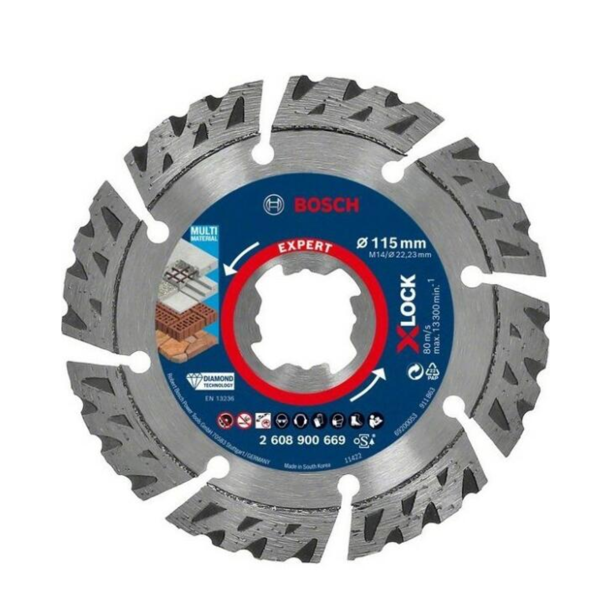 Disc de taiere diamantat Bosch Expert MultiMaterial 2608900669, 115x2.4x12 mm, prindere X-LOCK