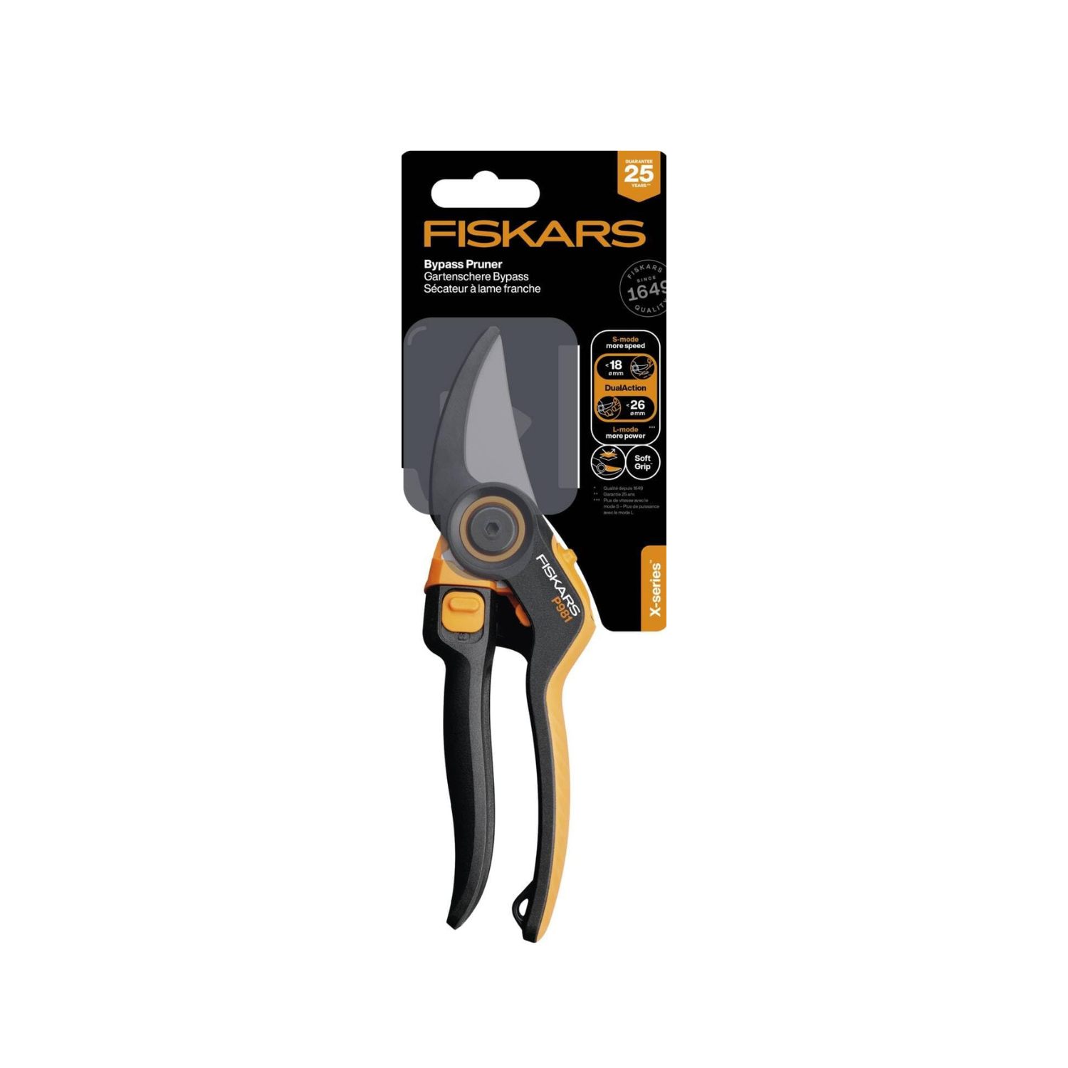 Foarfeca de grădină Fiskars P981 seria X, Negru
