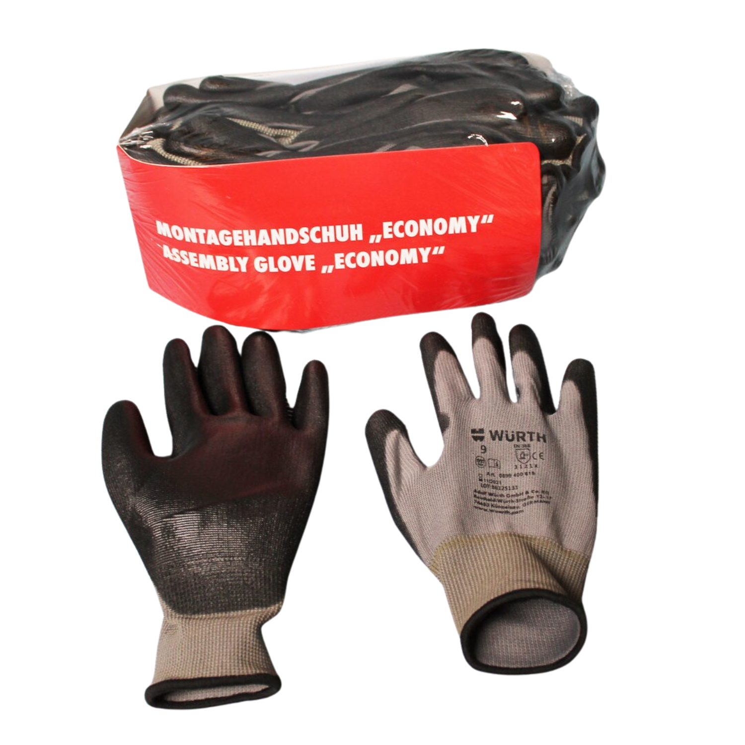 Set 12 perechi de manusi pentru munca din nailon, Wurth Economy Assembly Glove, marimea 9