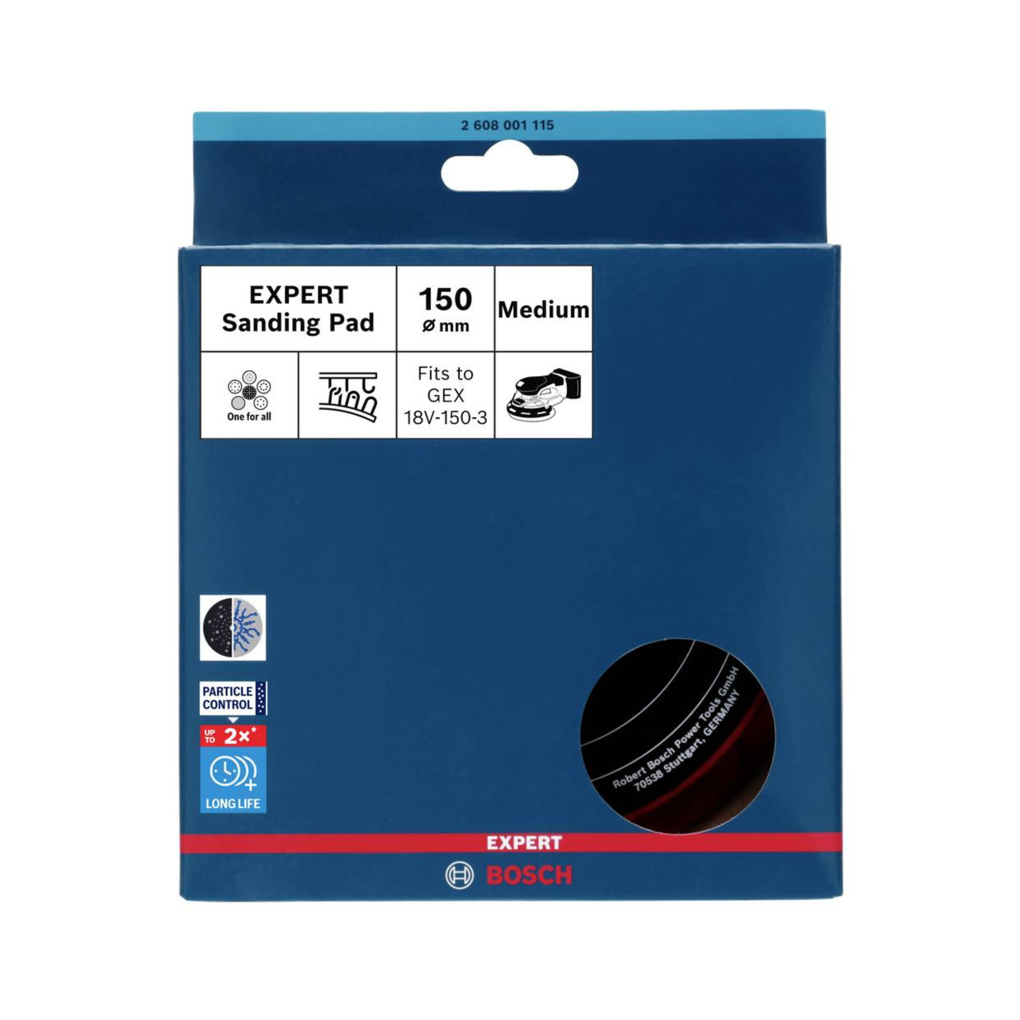 Taler mediu Bosch pentru GEX 18V-150-3, Expert Sanding Pad, 150 mm