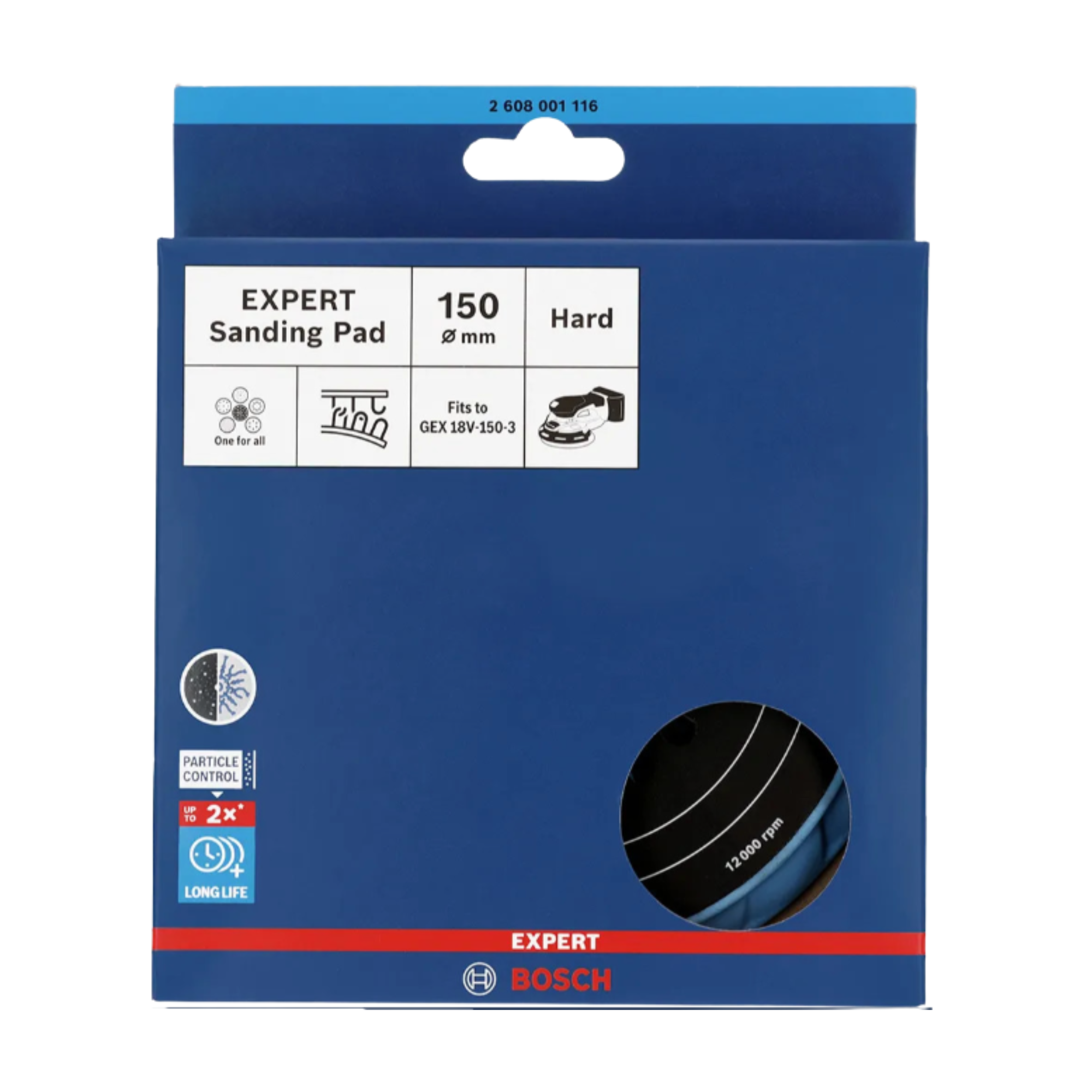 Taler dur Bosch pentru GEX 18V-150-3, Expert Sanding Pad, 150 mm