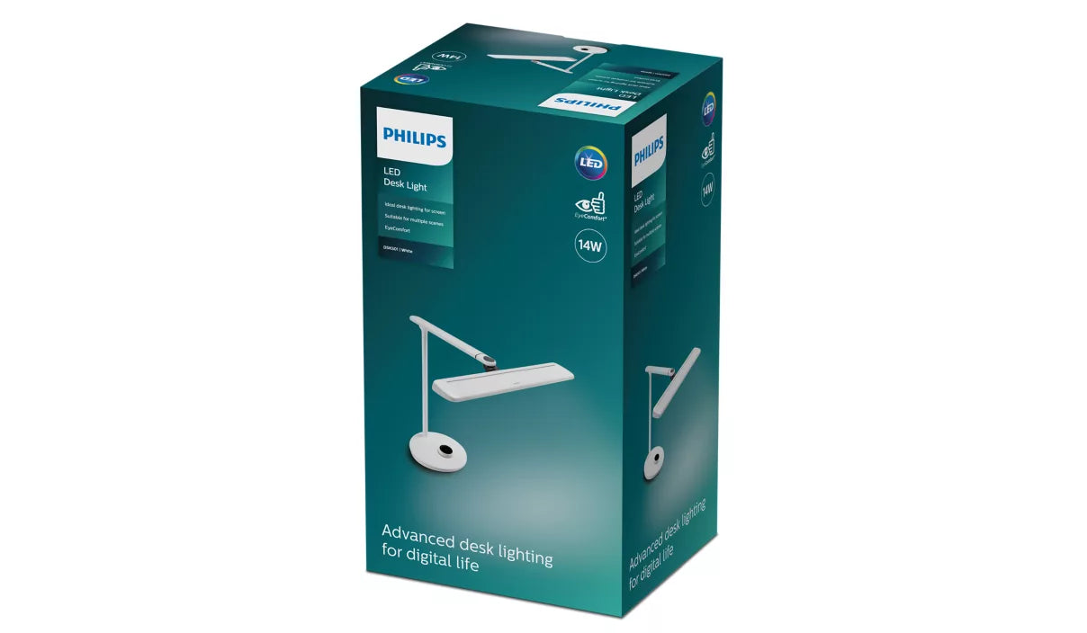 Lampa LED digitala pentru birou Philips DSK501, Alb, 14 W