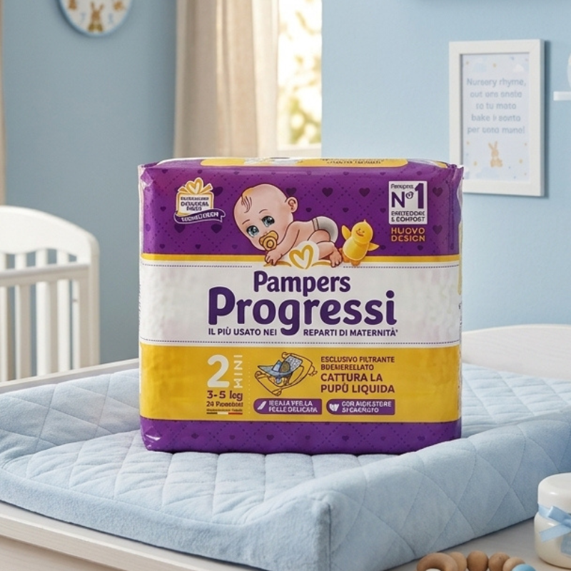 Pampers Scutece Progressi , Mărimea 1: Newborn 2–5 kg și Mărimea 2: Mini 3–6 kg