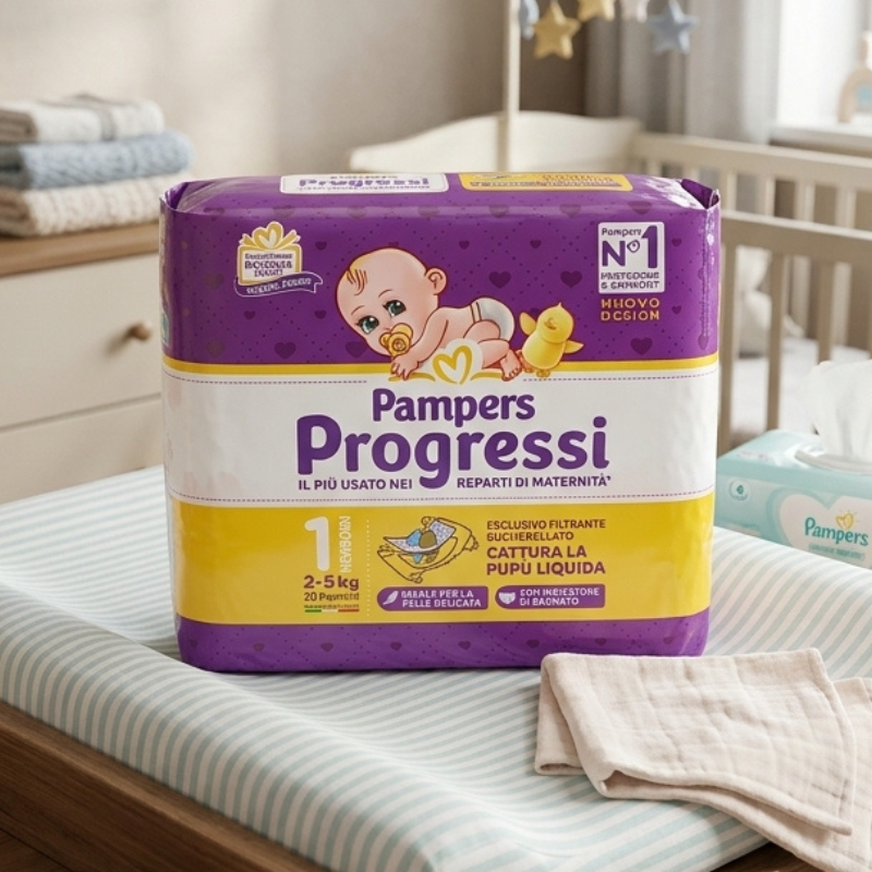 Pampers Scutece Progressi , Mărimea 1: Newborn 2–5 kg și Mărimea 2: Mini 3–6 kg