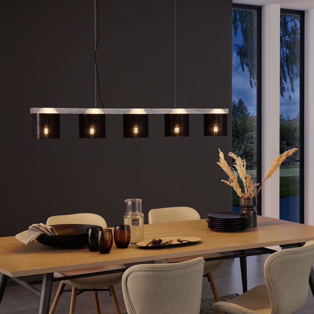 Lampă suspendată, 136 cm, excluzând 5 becuri E14, argintiu antic