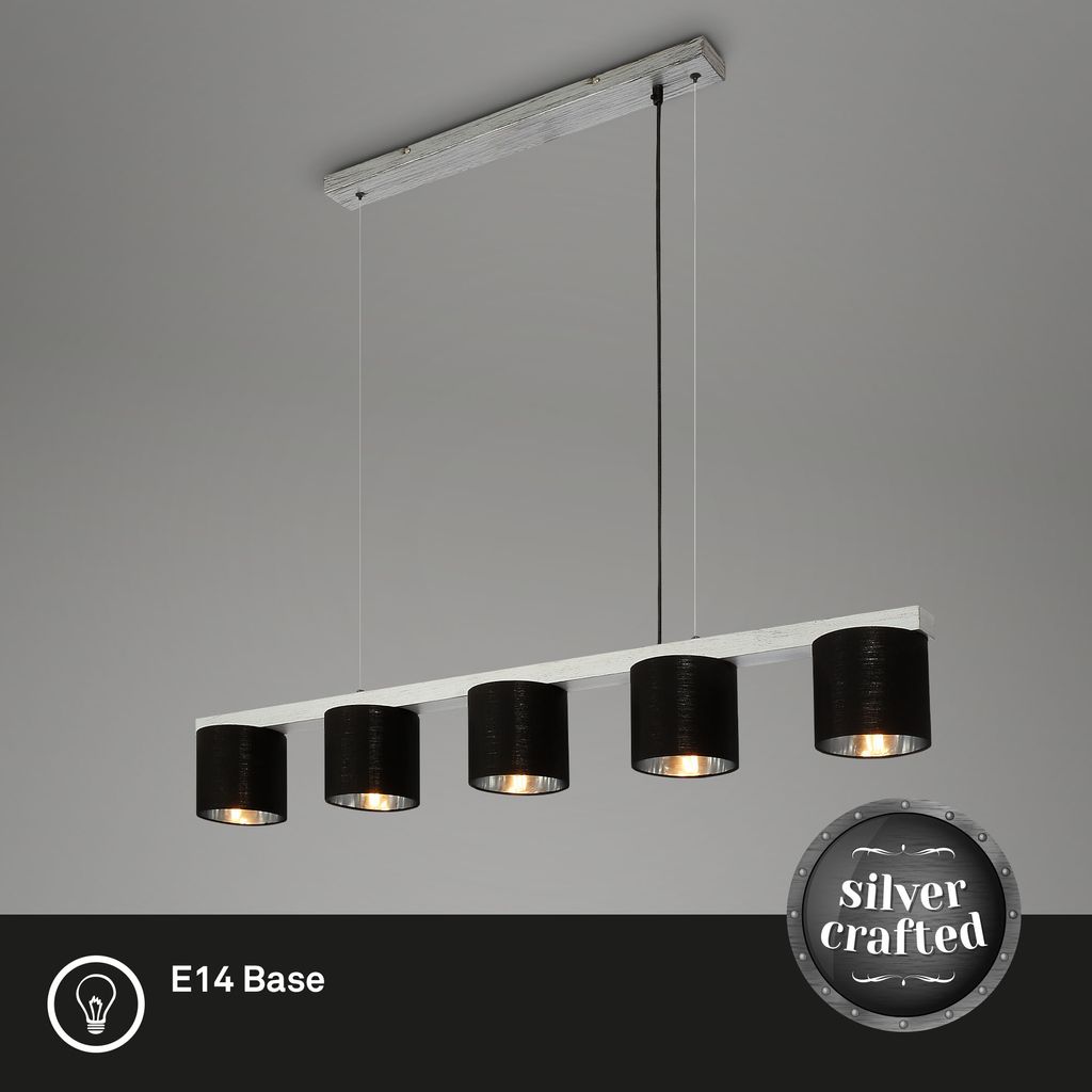 Lampă suspendată, 136 cm, excluzând 5 becuri E14, argintiu antic