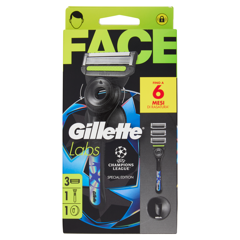 Aparat de ras Gillette Labs UEFA Champions League pentru bărbați, 3 lame + mâner + cârlig